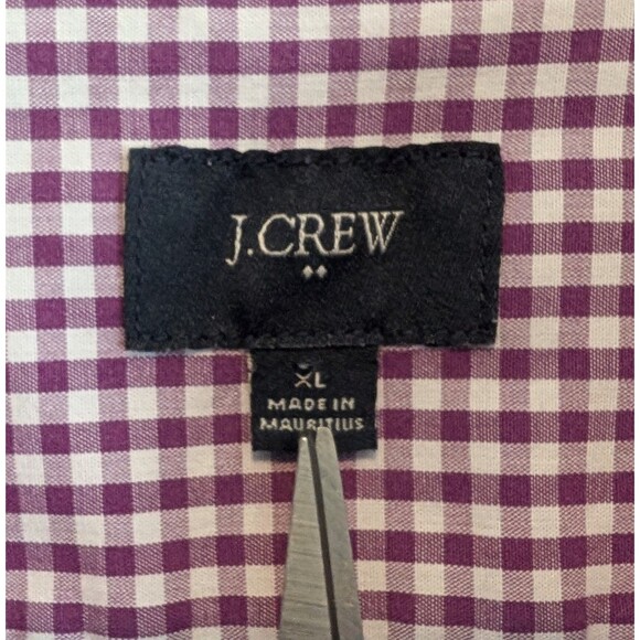J.Crew Size XL Purple Check Shirt Lightweight White Poplin Mens Extra Large  LS - Picture 2 of 4